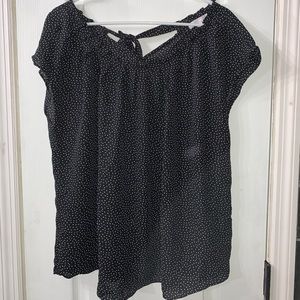 LC Lauren Conrad black blouse with white polka dots, size XXL